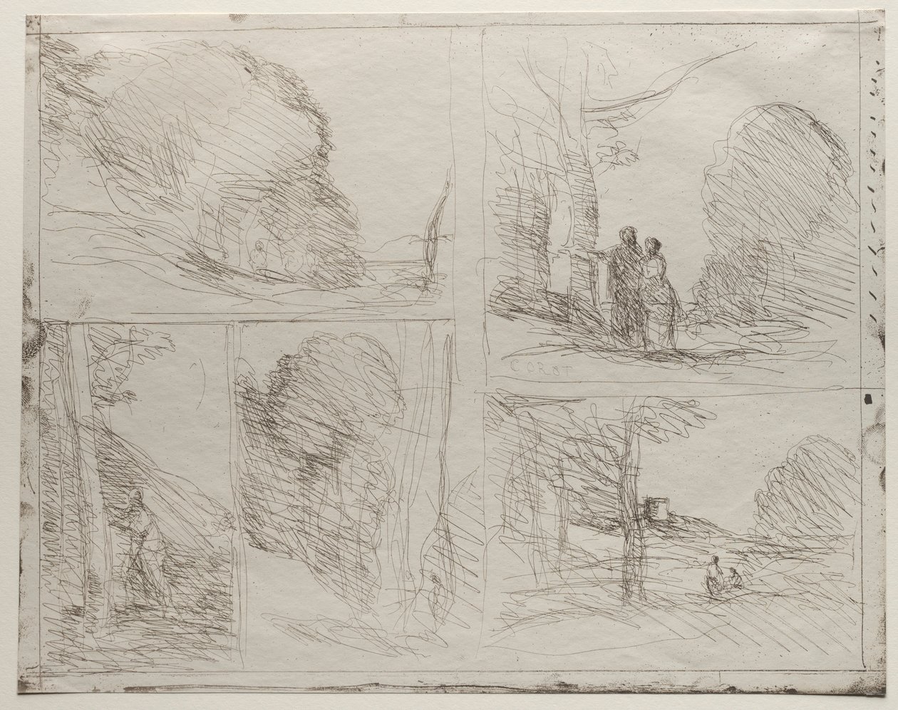 De tuin van Pericles, De schilderslaan, Krabbel, De grote houthakker, gedrukt in 1921 door Jean Baptiste Camille Corot