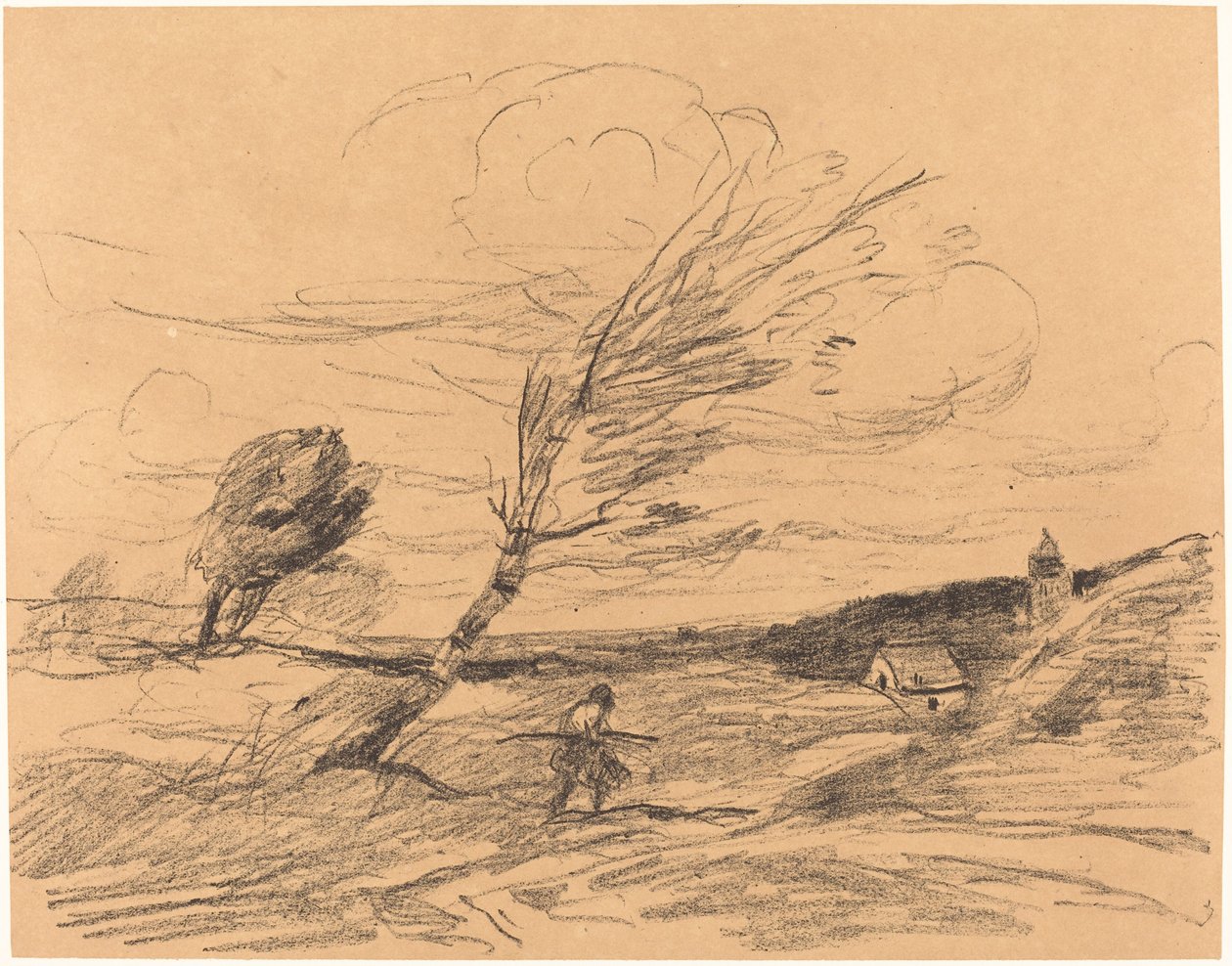 De Windvlaag, 1871 door Jean Baptiste Camille Corot