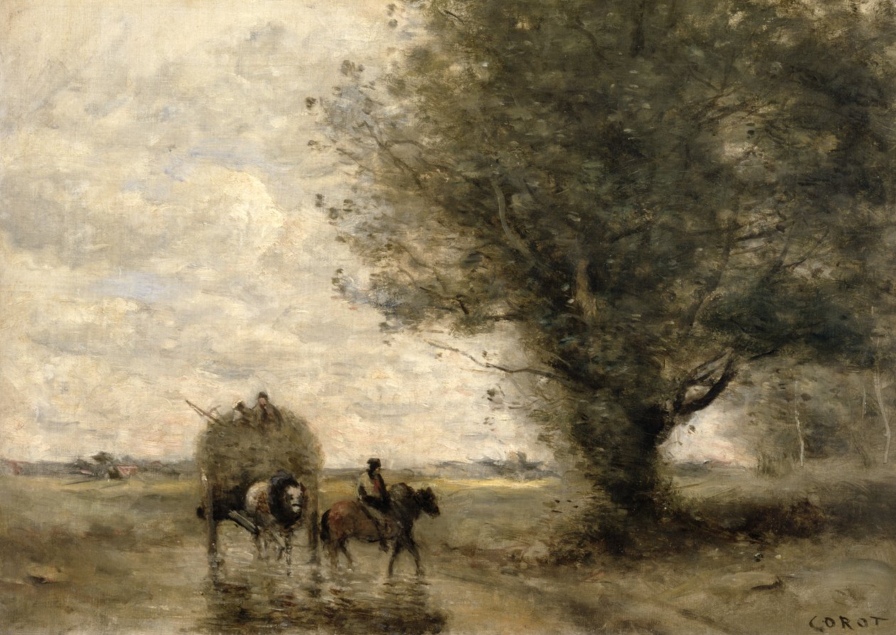 De Hooikar, c. 1860 door Jean Baptiste Camille Corot