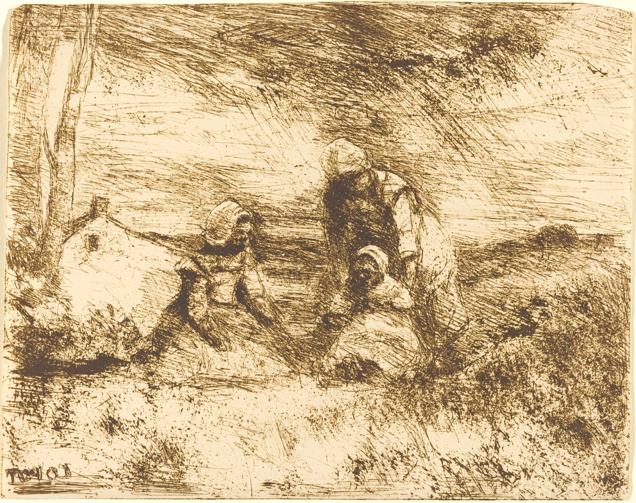 Het Kleine Zusje door Jean Baptiste Camille Corot