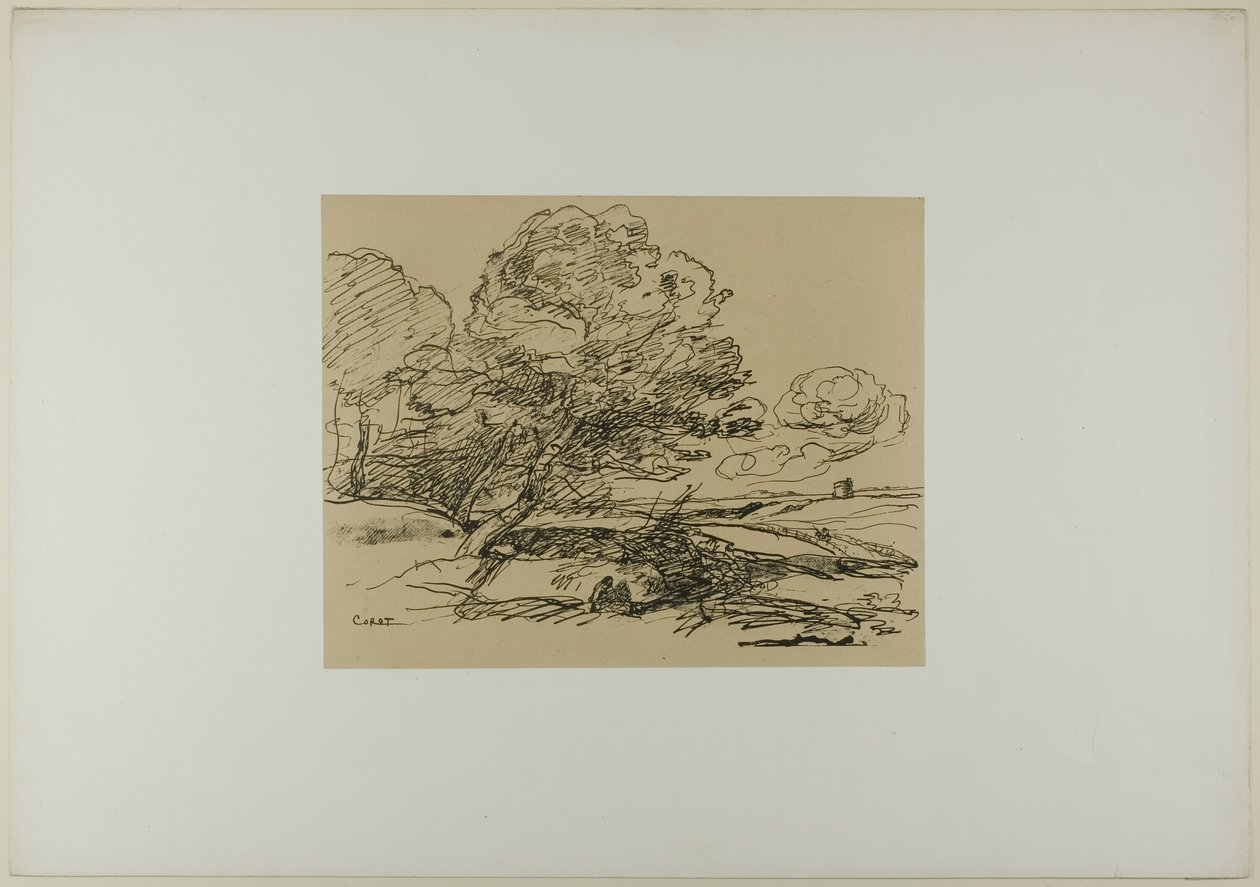 De Eenzame Toren door Jean Baptiste Camille Corot