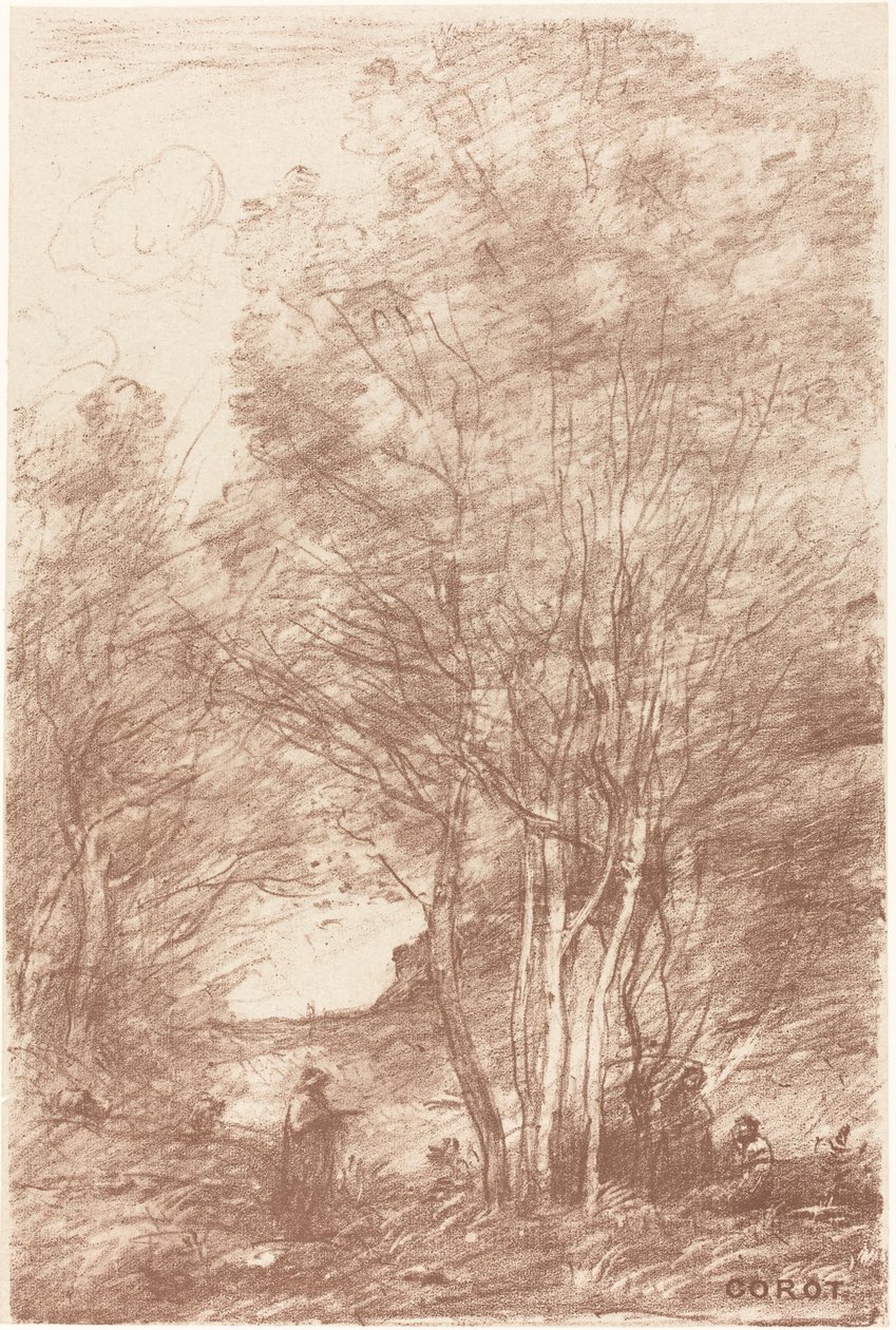 Het toevluchtsoord van de filosofen, 1871 door Jean Baptiste Camille Corot