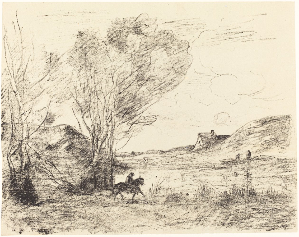 De Ruiter in het Riet door Jean Baptiste Camille Corot