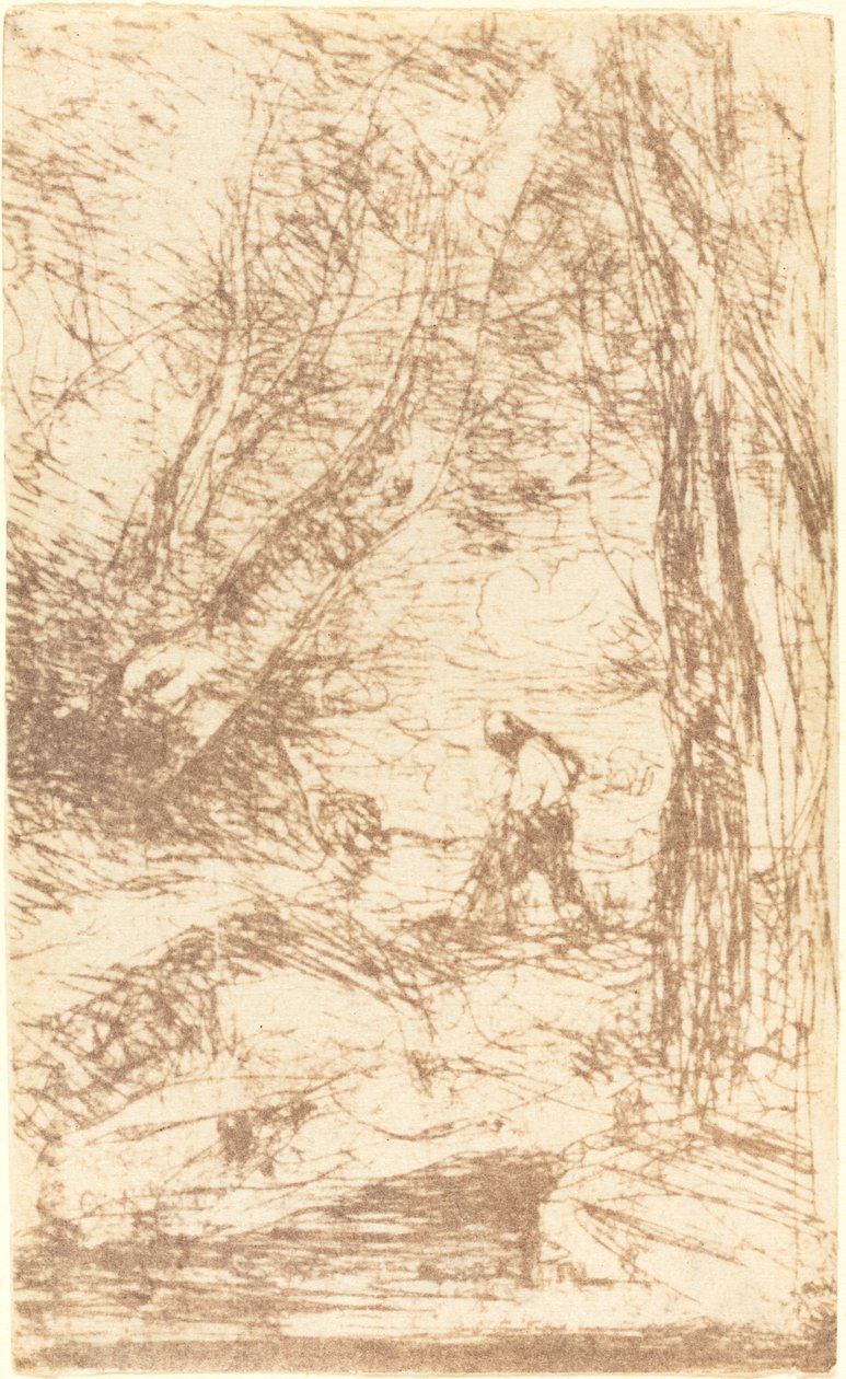 De Houthakker van Rembrandt Le Bucheron de Rembrandt door Jean-Baptiste-Camille Corot