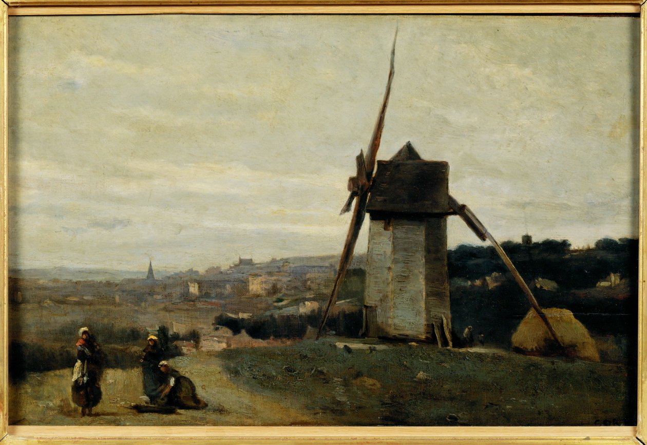 Un moulin a vent. Etretat - Een windmolen. Etretat ... door Jean Baptiste Camille Corot