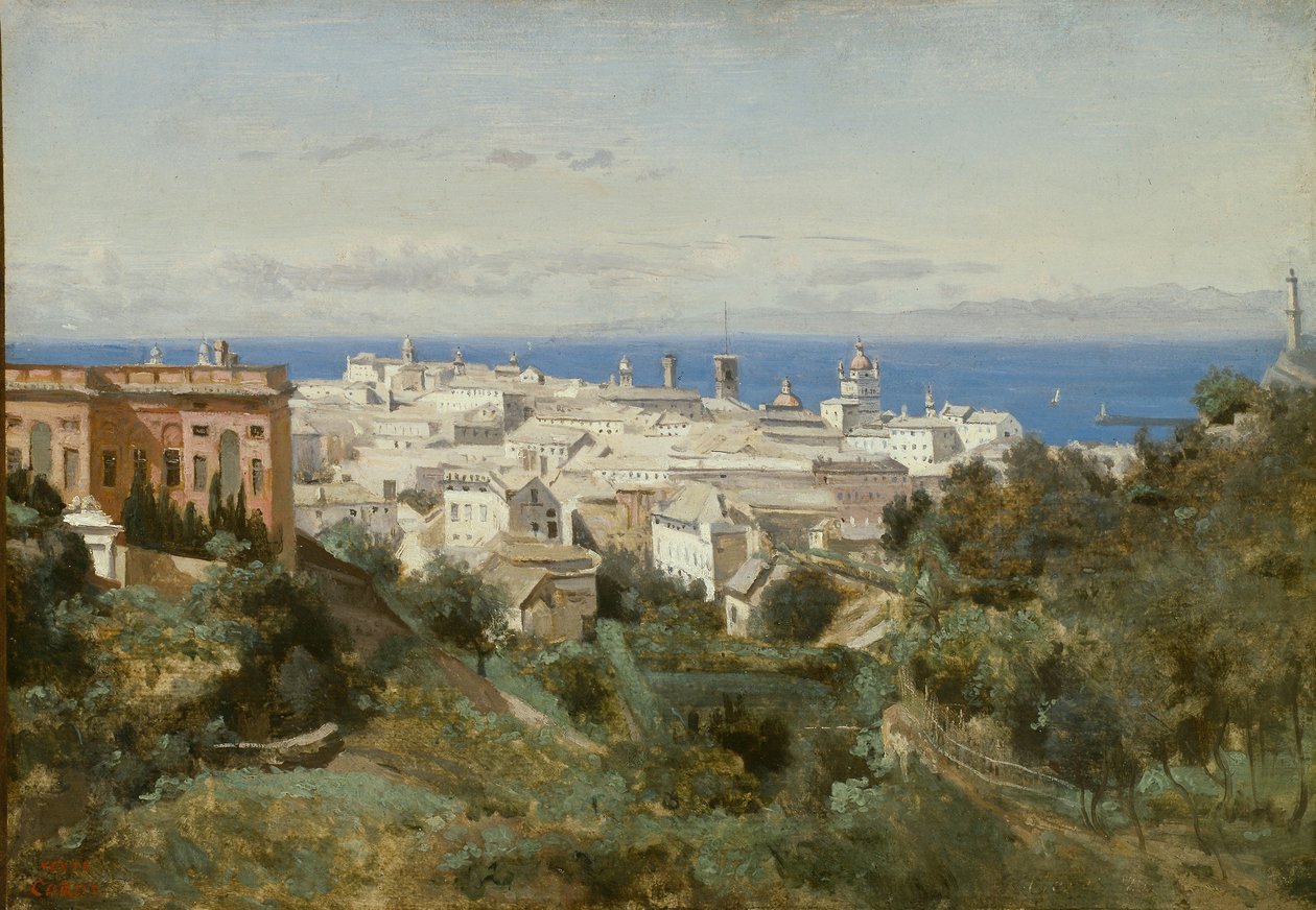 Uitzicht op Genua door Jean Baptiste Camille Corot