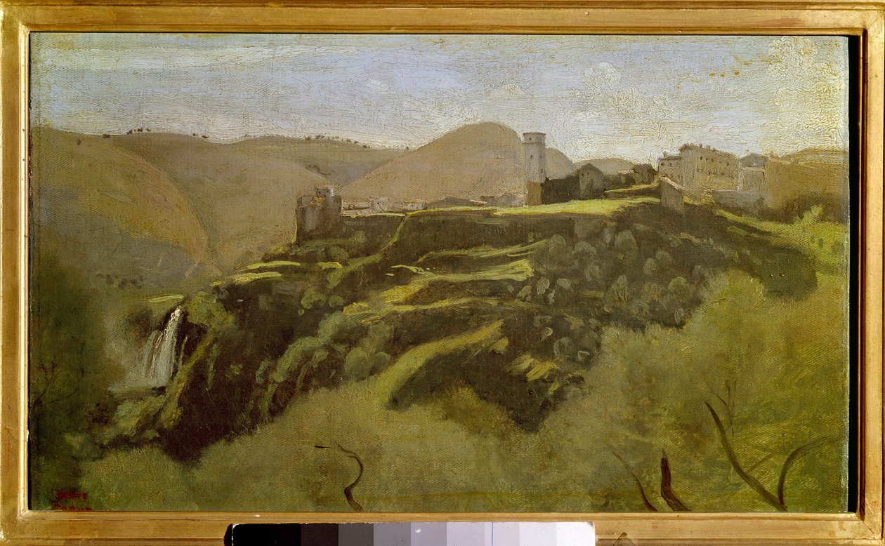 Zicht op de cascatelles bij Tivoli door Jean Baptiste Camille Corot