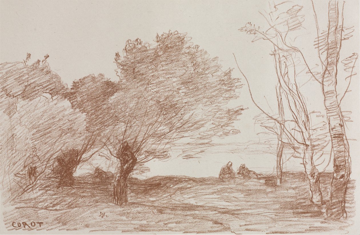 Wilgen en Populieren door Jean Baptiste Camille Corot