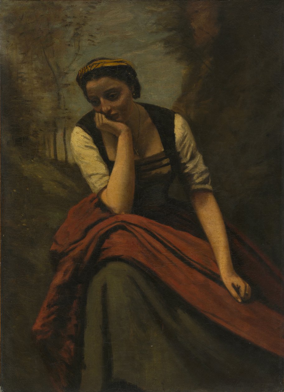 Vrouw mediterend, ca. 1870 door Jean Baptiste Camille Corot