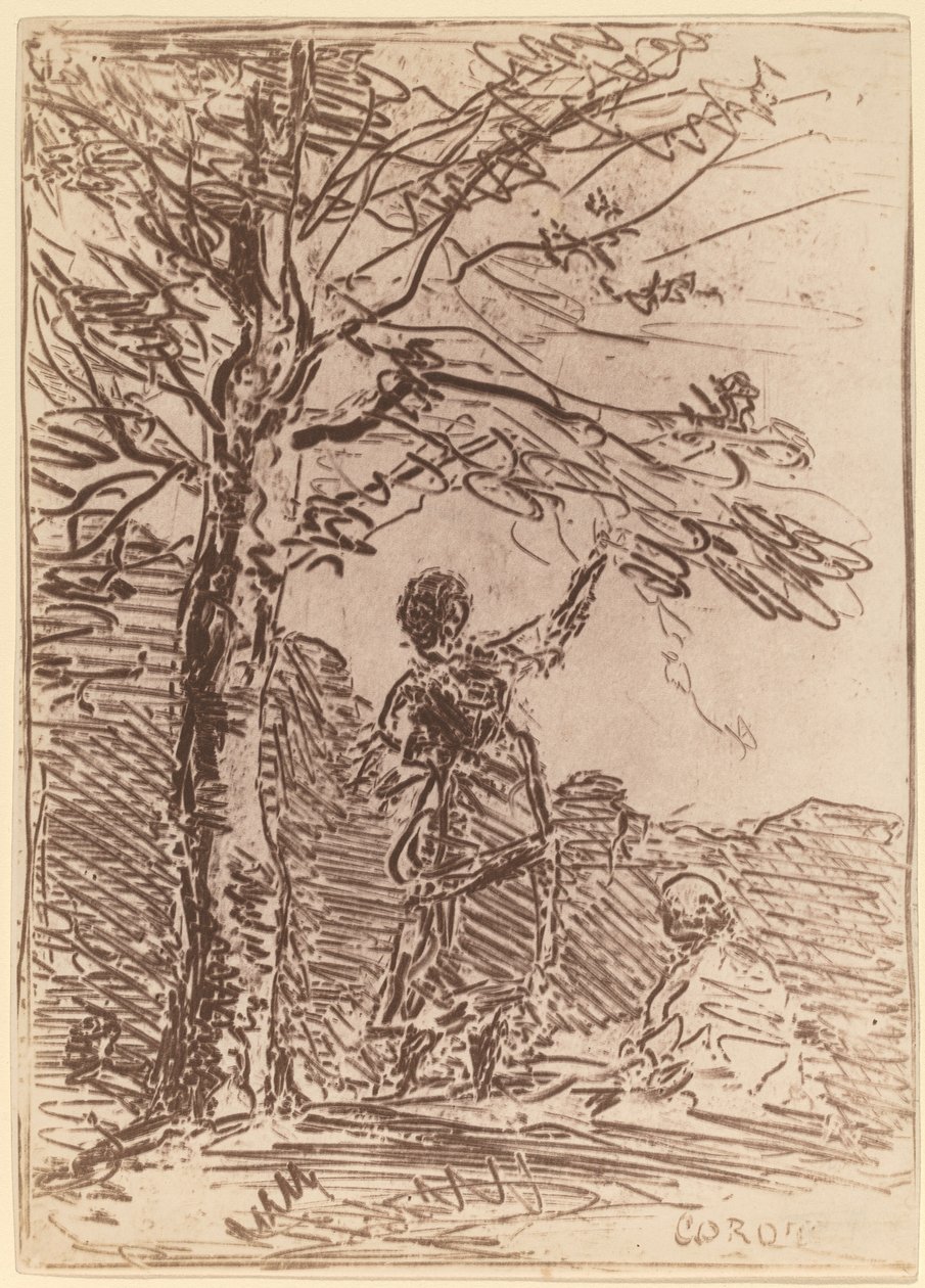 Jonge Vrouw en de Dood (La Jeune Fille et la Mort) door Jean Baptiste Camille Corot