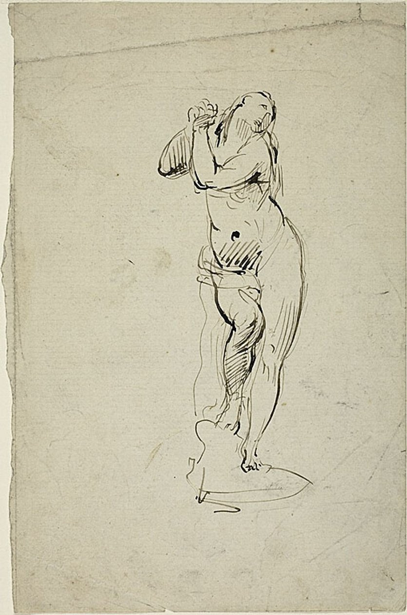 Staande vrouw met vastgeklemde handen door Jean Baptiste Carpeaux