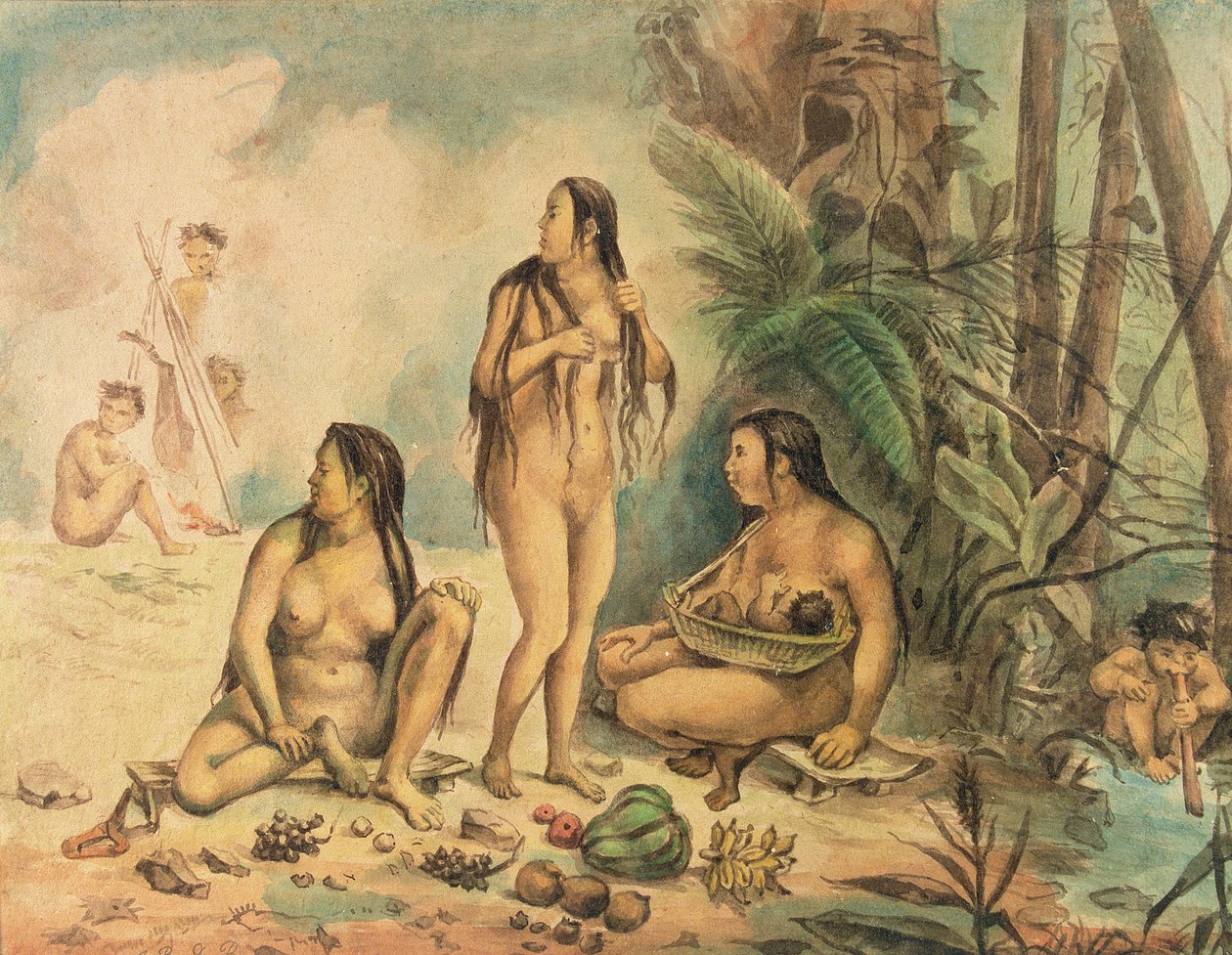 Inheemse bevolking van Cantagalo, ca. 1826 door Jean Baptiste Debret