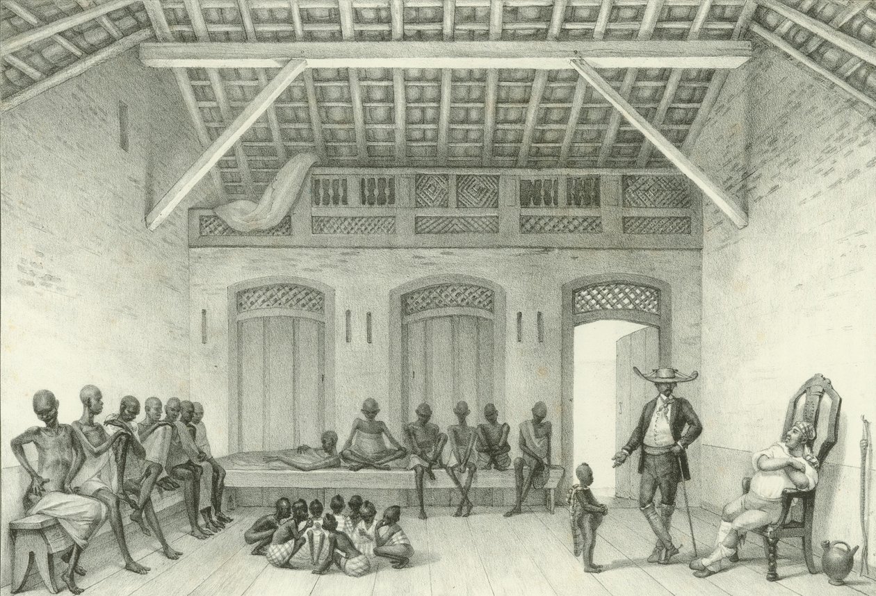 Winkel voor de verkoop van slaven, 1835 door Jean Baptiste Debret
