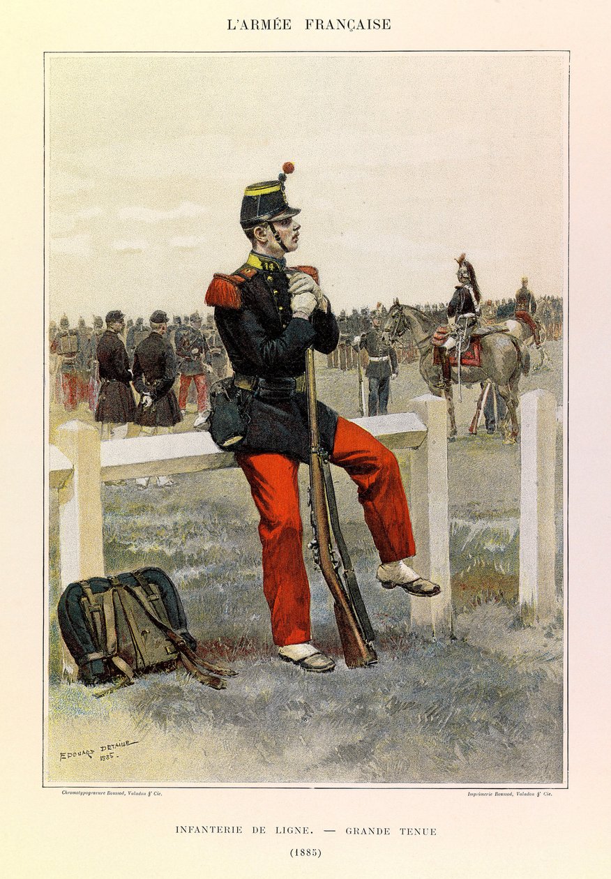 Typen en uniformen van het Franse leger van kapitein Jules Richard, geïllustreerd door Edouard Detaille (1848-1912): Infanterie in groot tenue in 1885 door Jean Baptiste Edouard Detaille