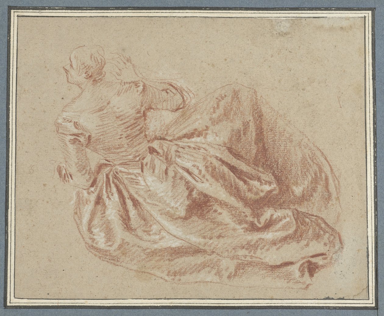 Op de grond zittende dame door Jean Baptiste François Pater