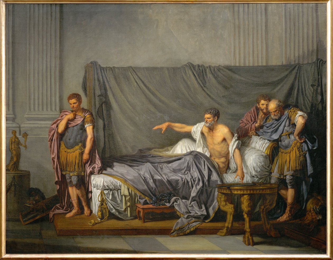 Keizer Lucius Septimius Severus beschuldigt zijn zoon Caracalla ervan zijn moord te hebben gepland ... door Jean-Baptiste Greuze