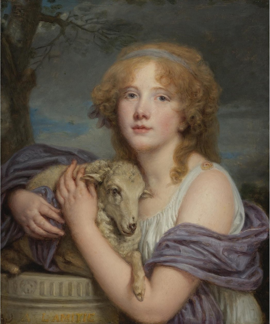 Meisje met lam door Jean Baptiste Greuze