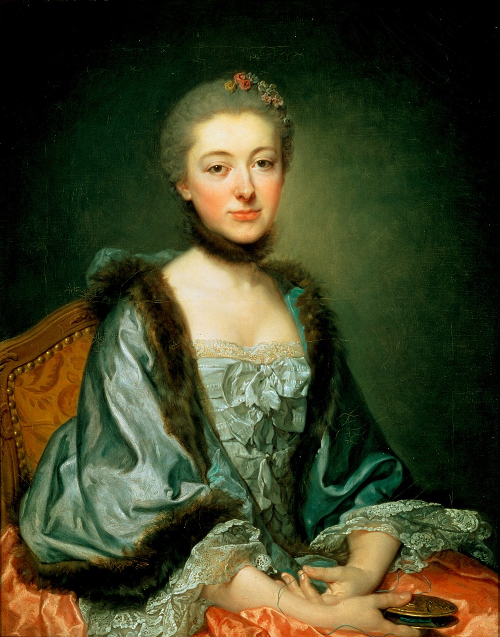 Portret van Marie Angélique Vérany de Varennes, Mme Georges Gougenot de Croissy door Jean Baptiste Greuze
