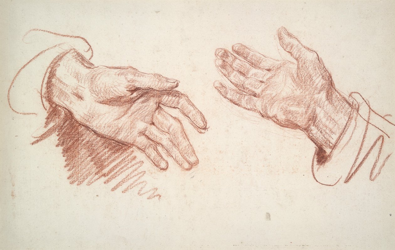 Studie van 2 handen door Jean-Baptiste Greuze