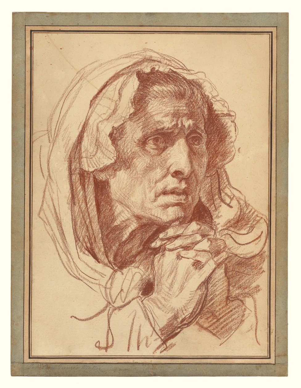 Studie van het hoofd van een oude vrouw door Jean Baptiste Greuze