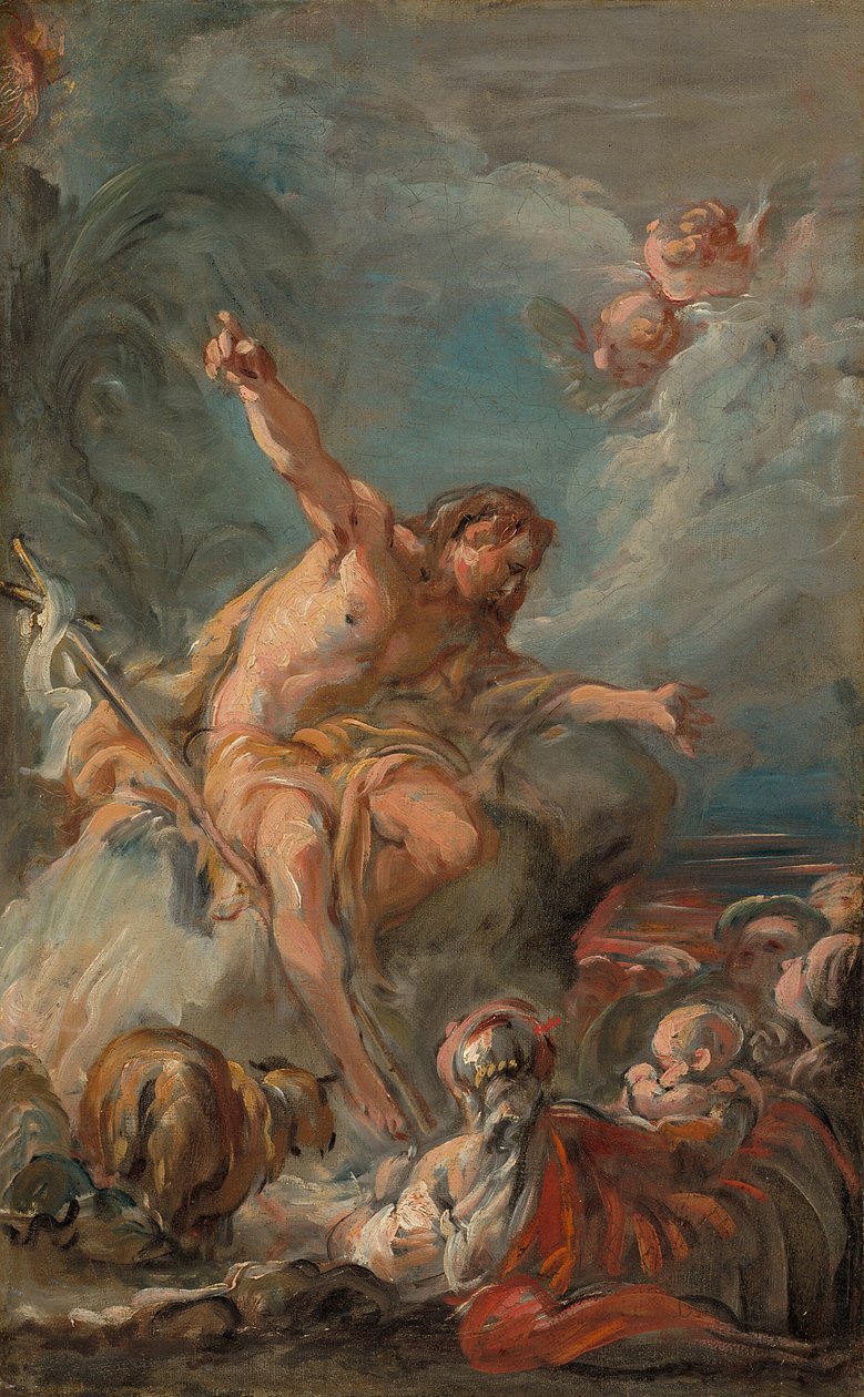 Sint Johannes de Doper predikend in de woestijn door Jean-Baptiste-Henri Deshays