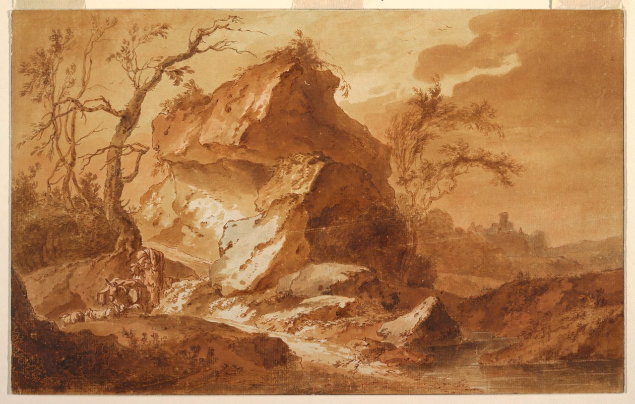 Een Bergachtig Landschap door Jean-Baptiste Huet
