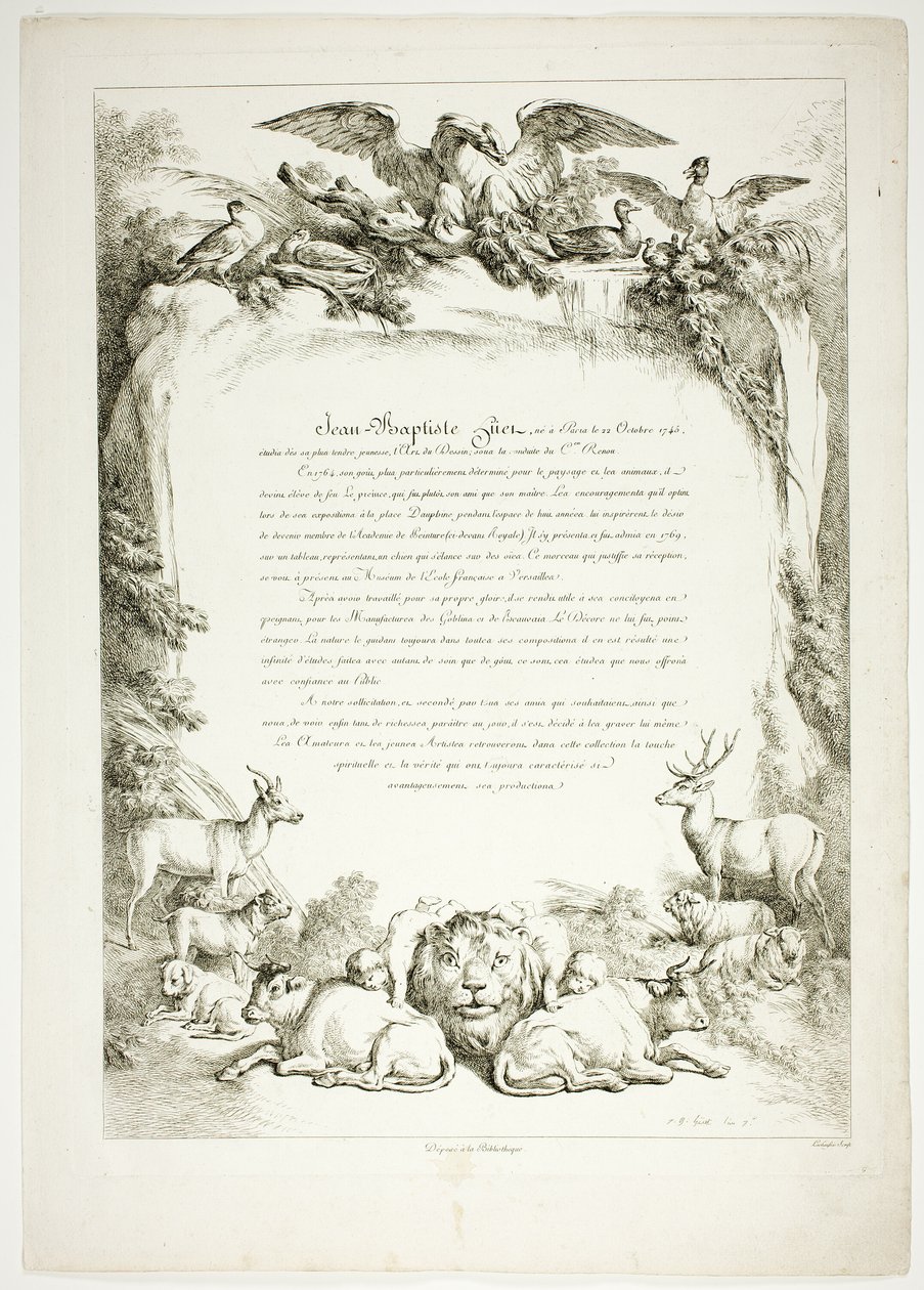 Biografiepagina uit Oeuvres de J. B. Huet door Jean Baptiste Huet