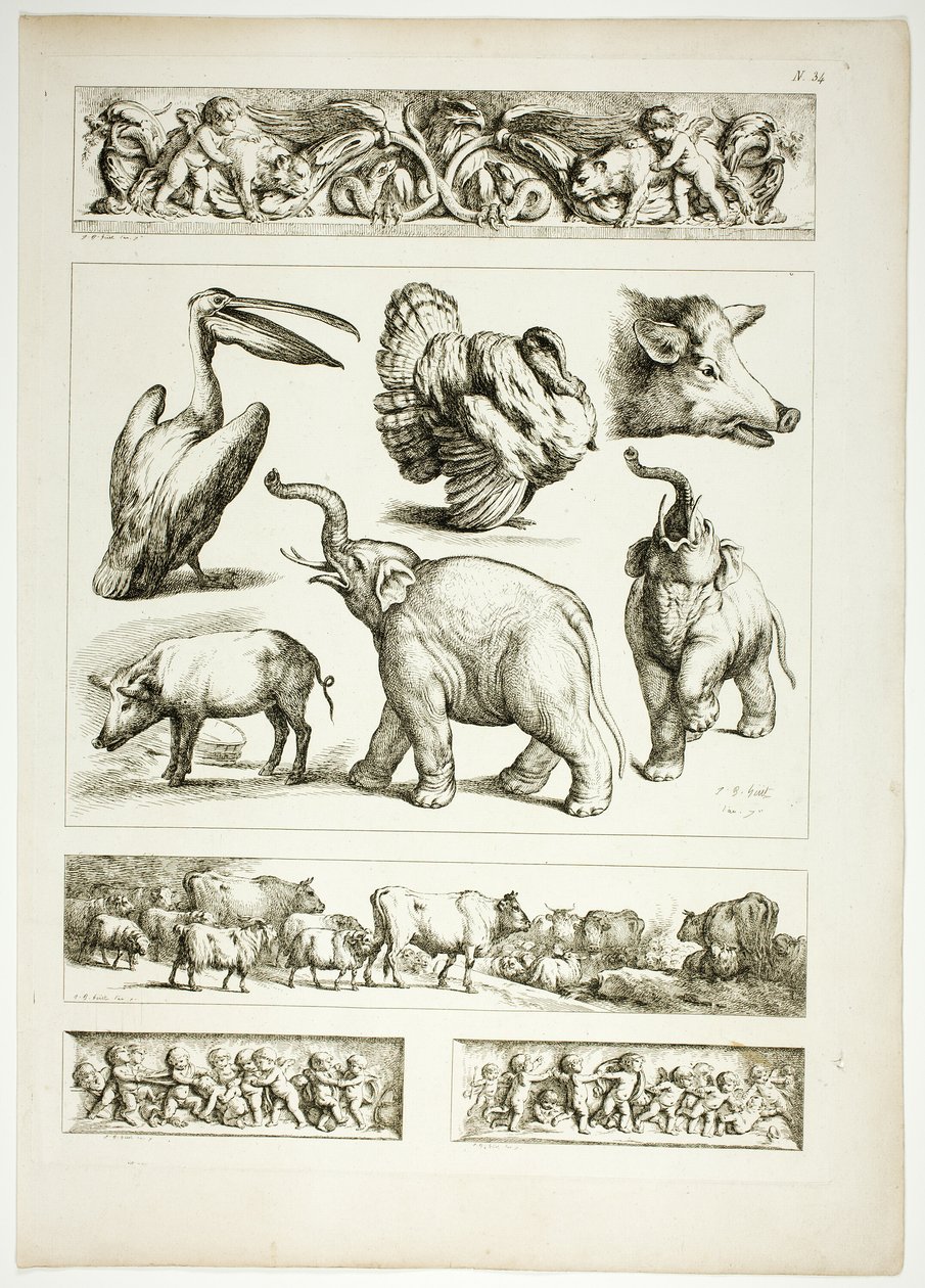 Plaat 34 van 38 uit Oeuvres de J. B. Huet door Jean Baptiste Huet