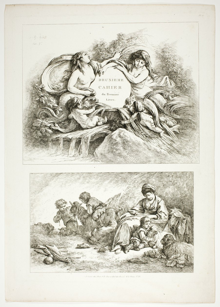 Plaat Zeven van 38, uit Oeuvres de J. B. Huet door Jean Baptiste Huet