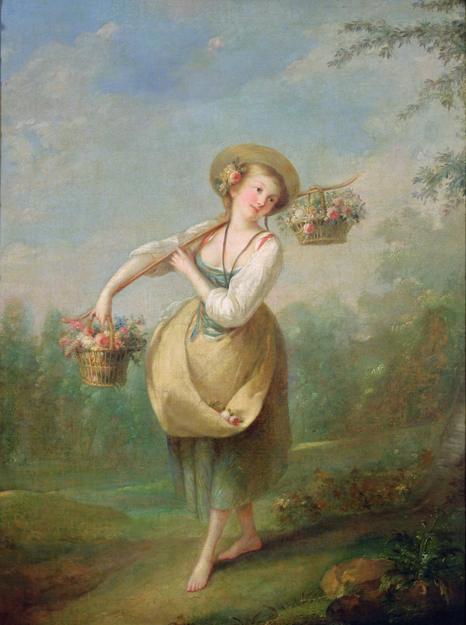 Het bloemenmeisje door Jean Baptiste Huet