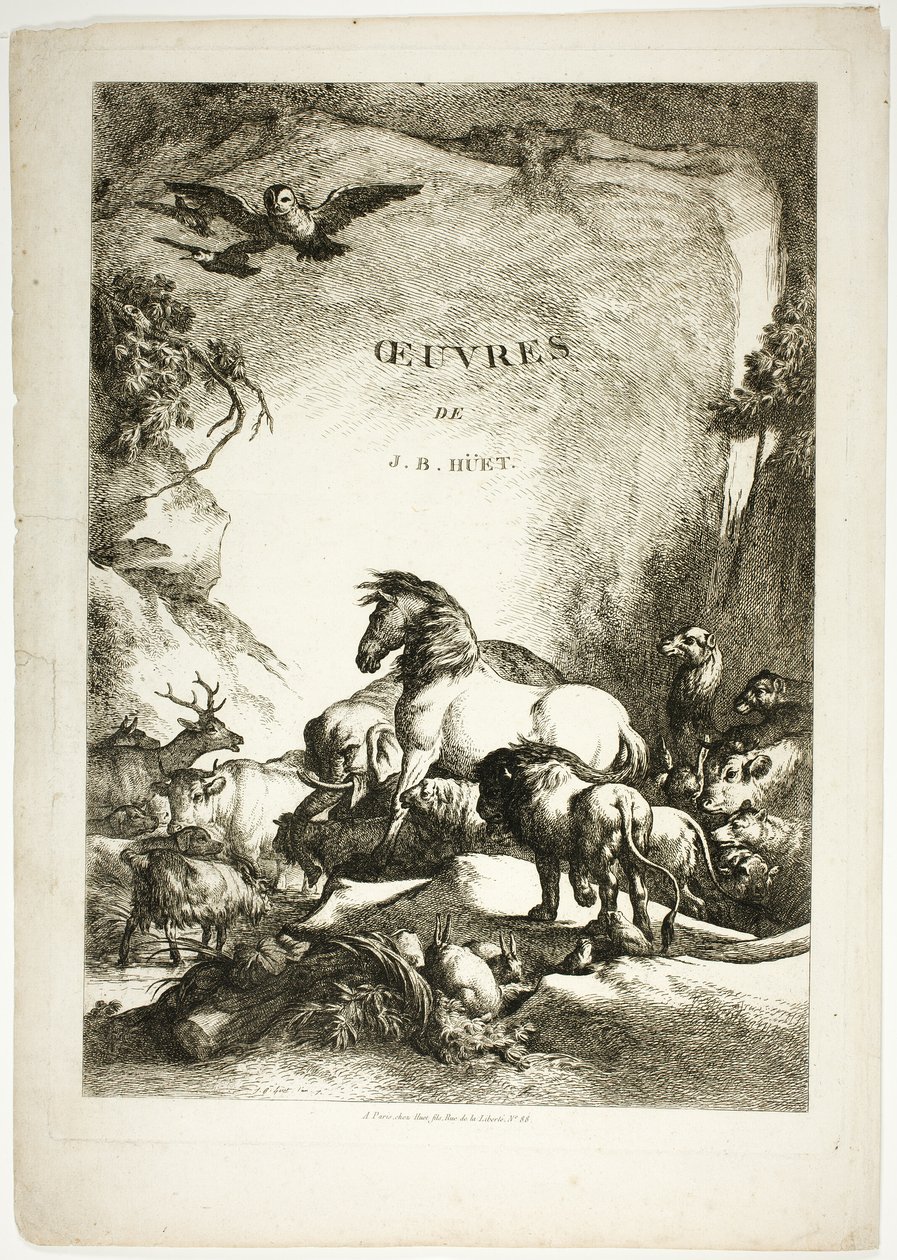 Titelpagina uit Oeuvres de J. B. Huet door Jean Baptiste Huet