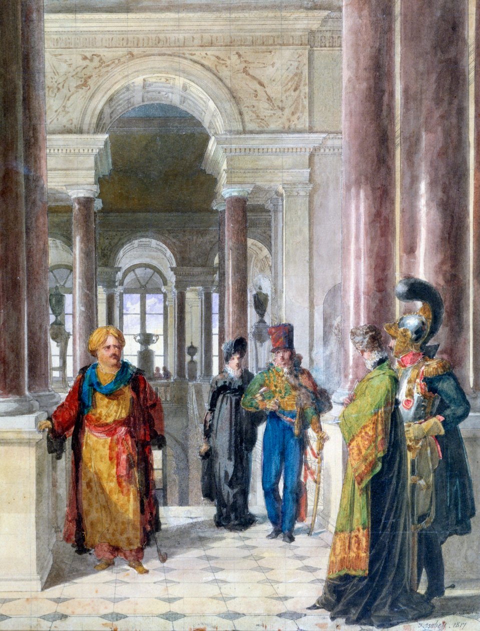 Het museum verkennen, 1817 door Jean Baptiste Isabey
