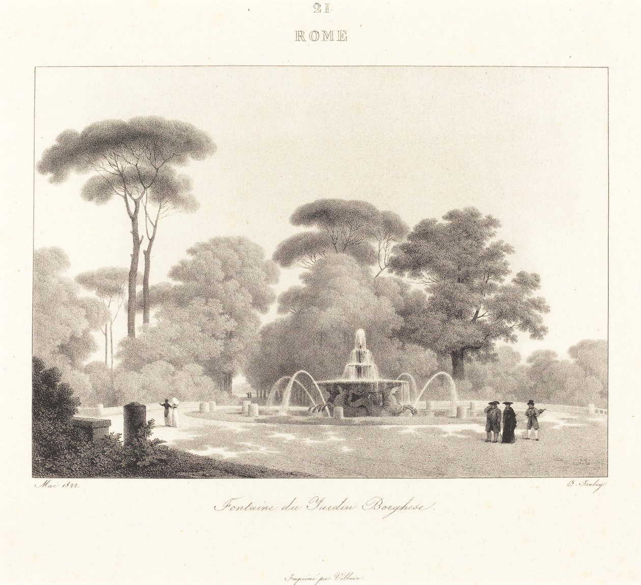 Fontein van de Borghese Tuin door Jean Baptiste Isabey