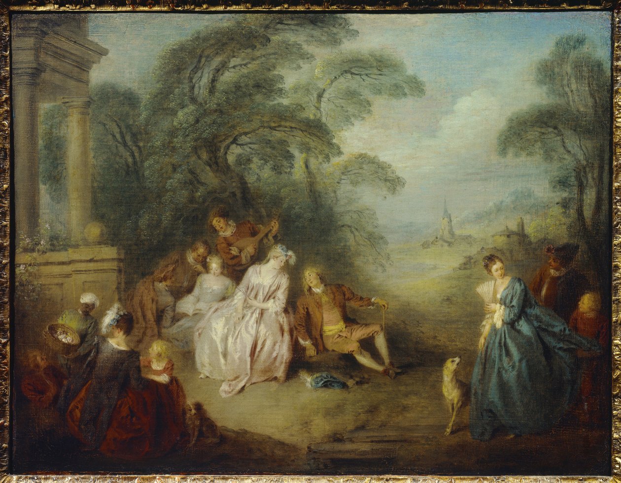 Verzameld in een park door Jean Baptiste Joseph Pater