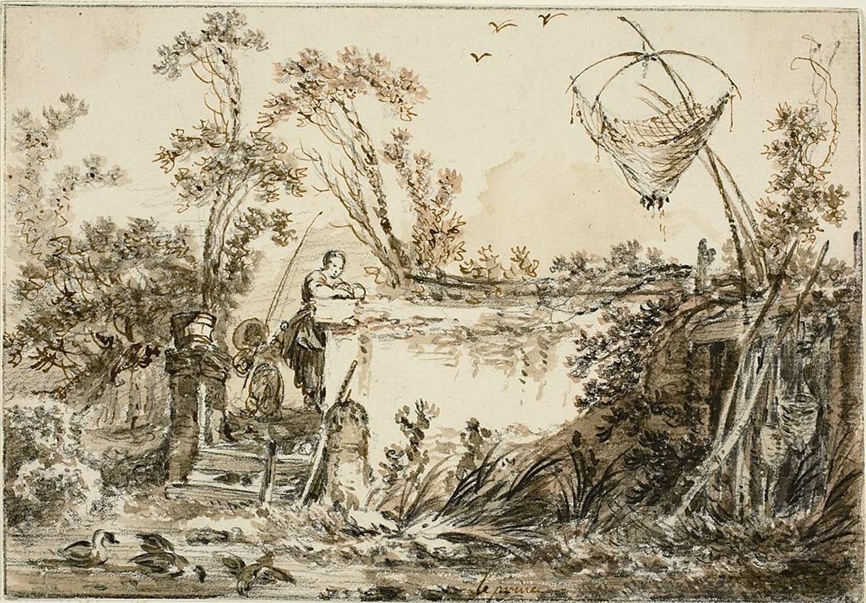 Studie voor het Frontispice, voor Varie Vedute del Gentile door Jean Baptiste Le Prince