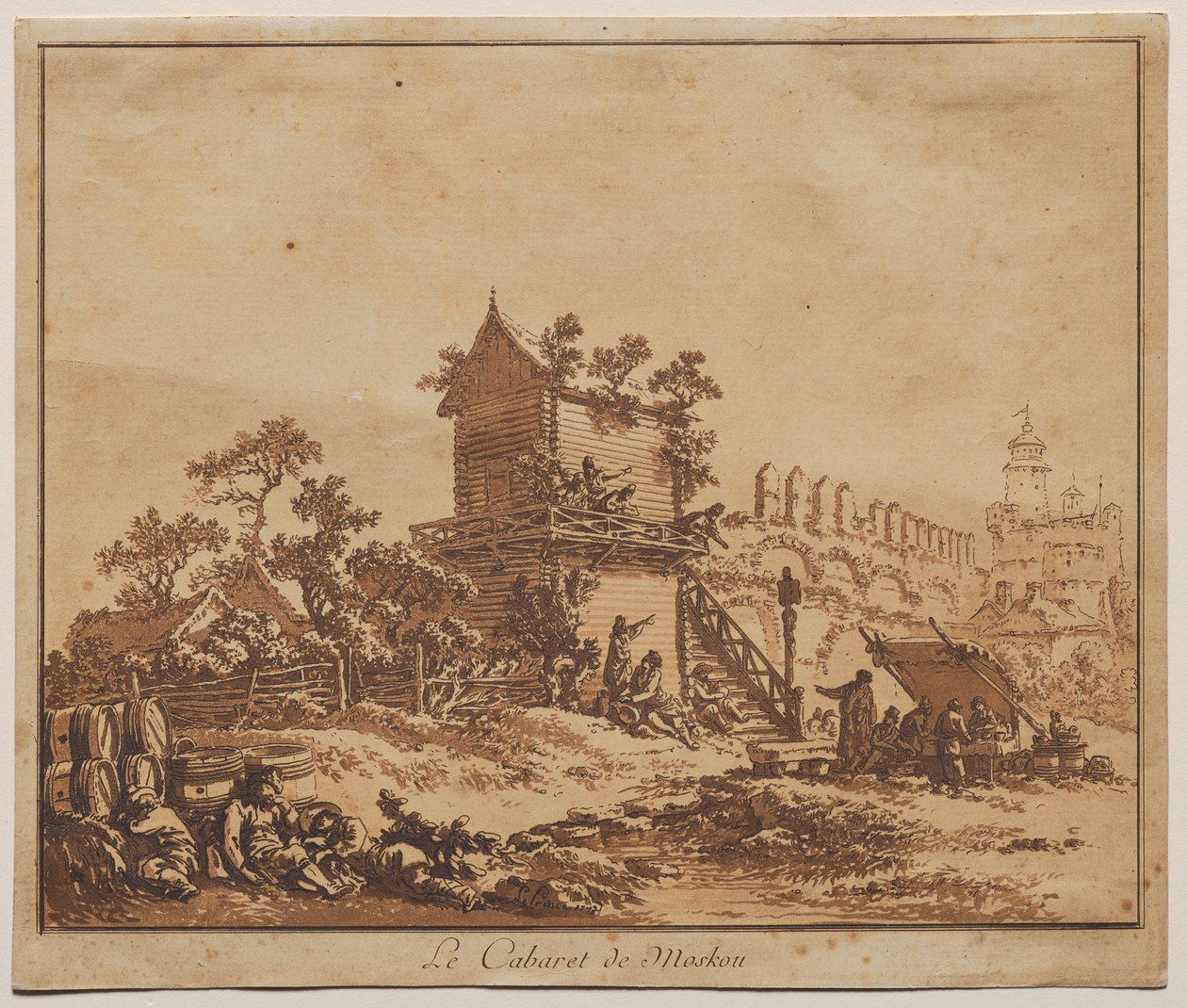 De Moskouse taverne (Le Cabaret de Moskou) door Jean Baptiste Le Prince
