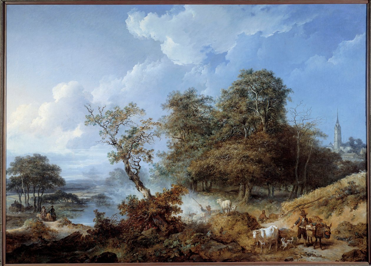 Animerend landschap. Schilderij door Jean Baptiste Leprince (1734-1781) door Jean Baptiste Leprince