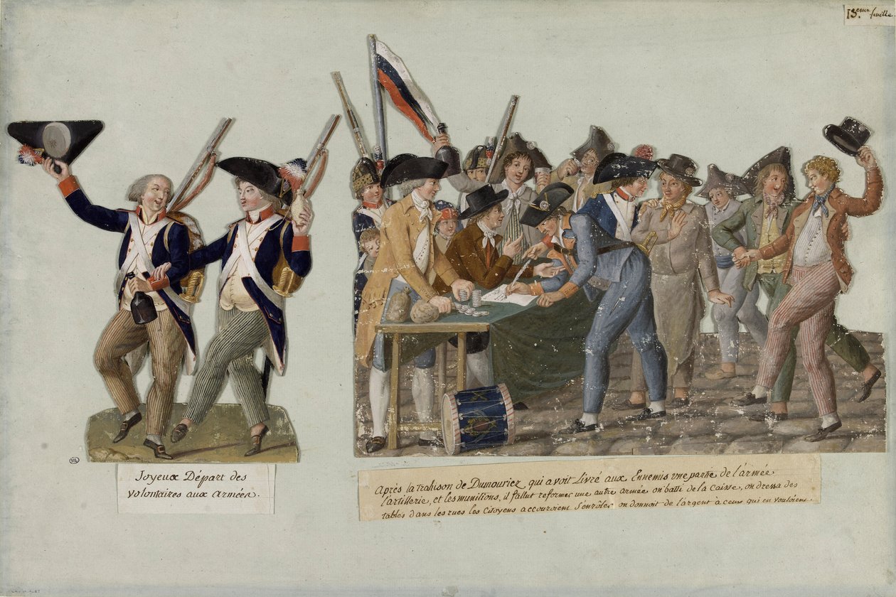 Het vertrek van de vrijwilligers voor de revolutionaire legers door Jean Baptiste Lesueur