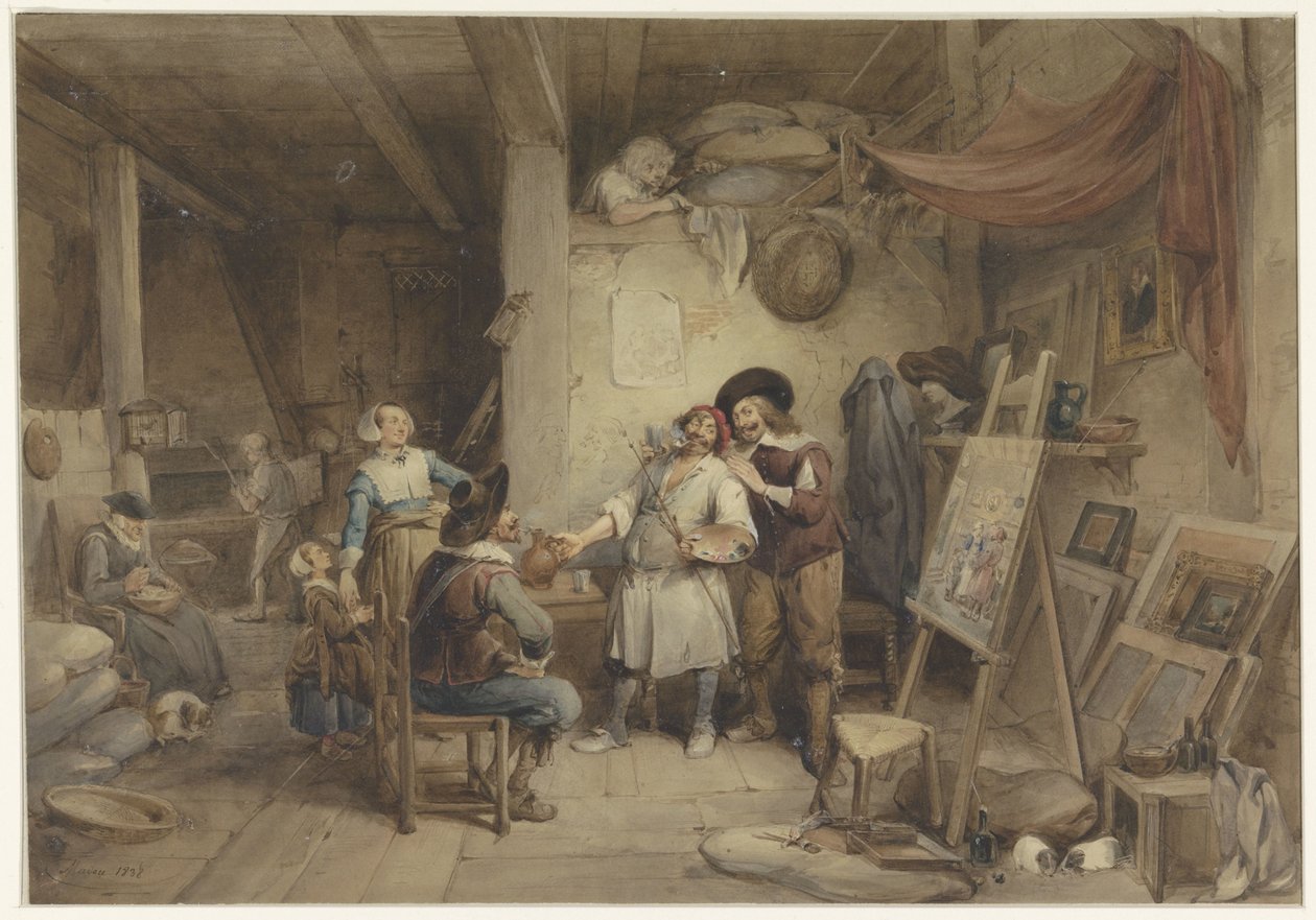 Adriaen Brouwer bij zijn leerling J. van Craesbeek door Jean Baptiste Madou