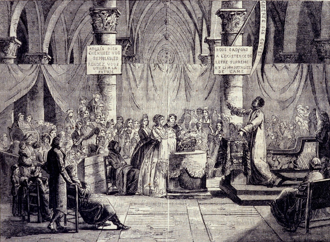 Doop van leden van de Theophilanthropy-sekte tussen 1796 en 1800. door Jean Baptiste Mallet