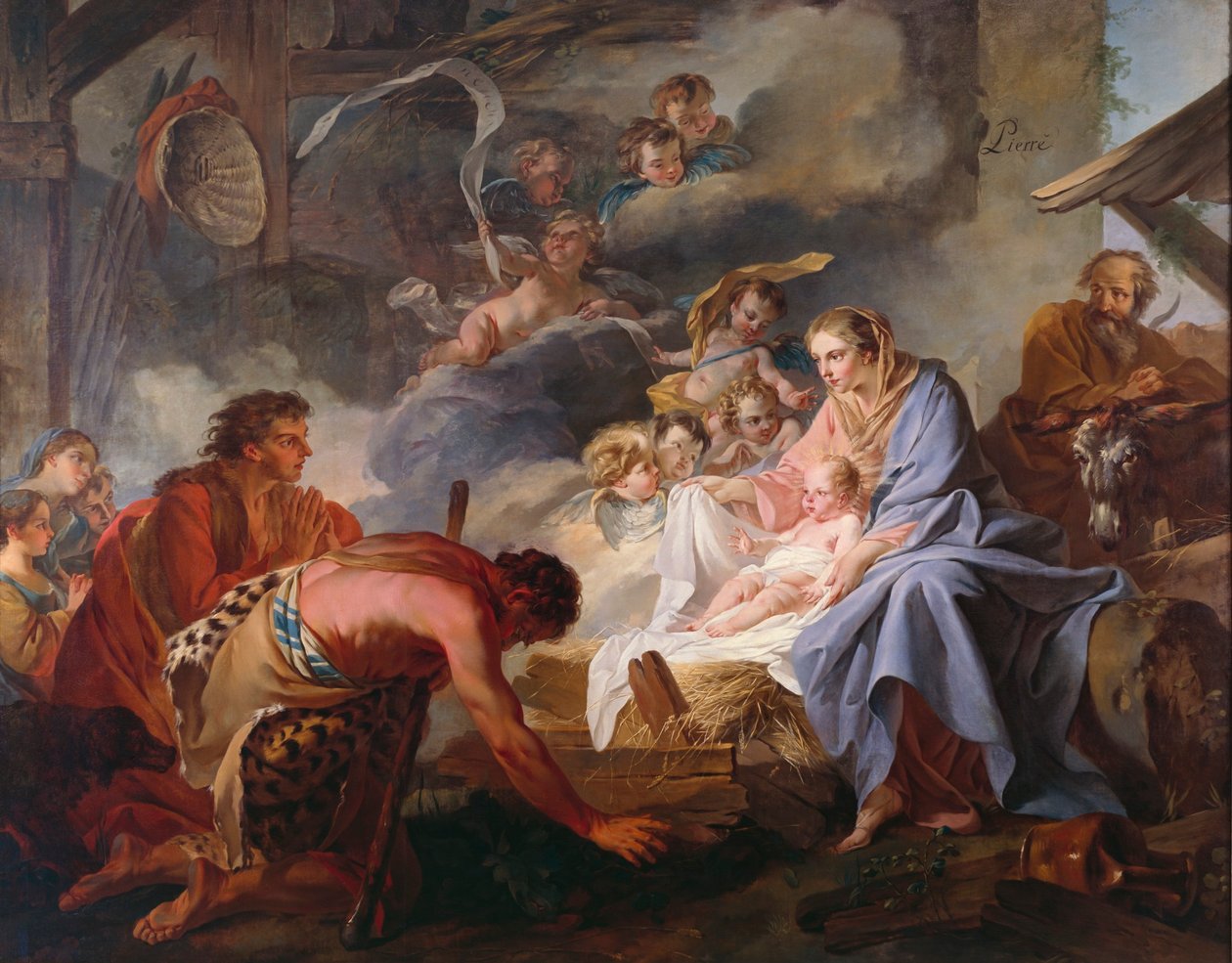 De aanbidding van de herders door Jean Baptiste Marie Pierre