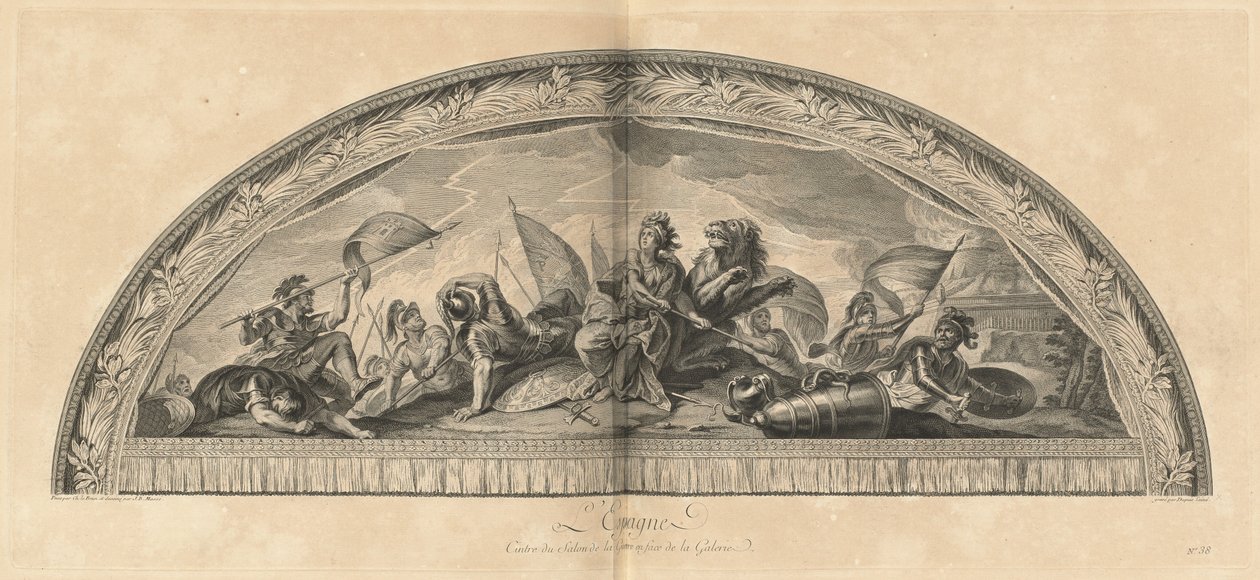 Spanje, Centrum van de Salon van Oorlog Tegenover de Galerie (pl. 38) door Jean Baptiste Masse