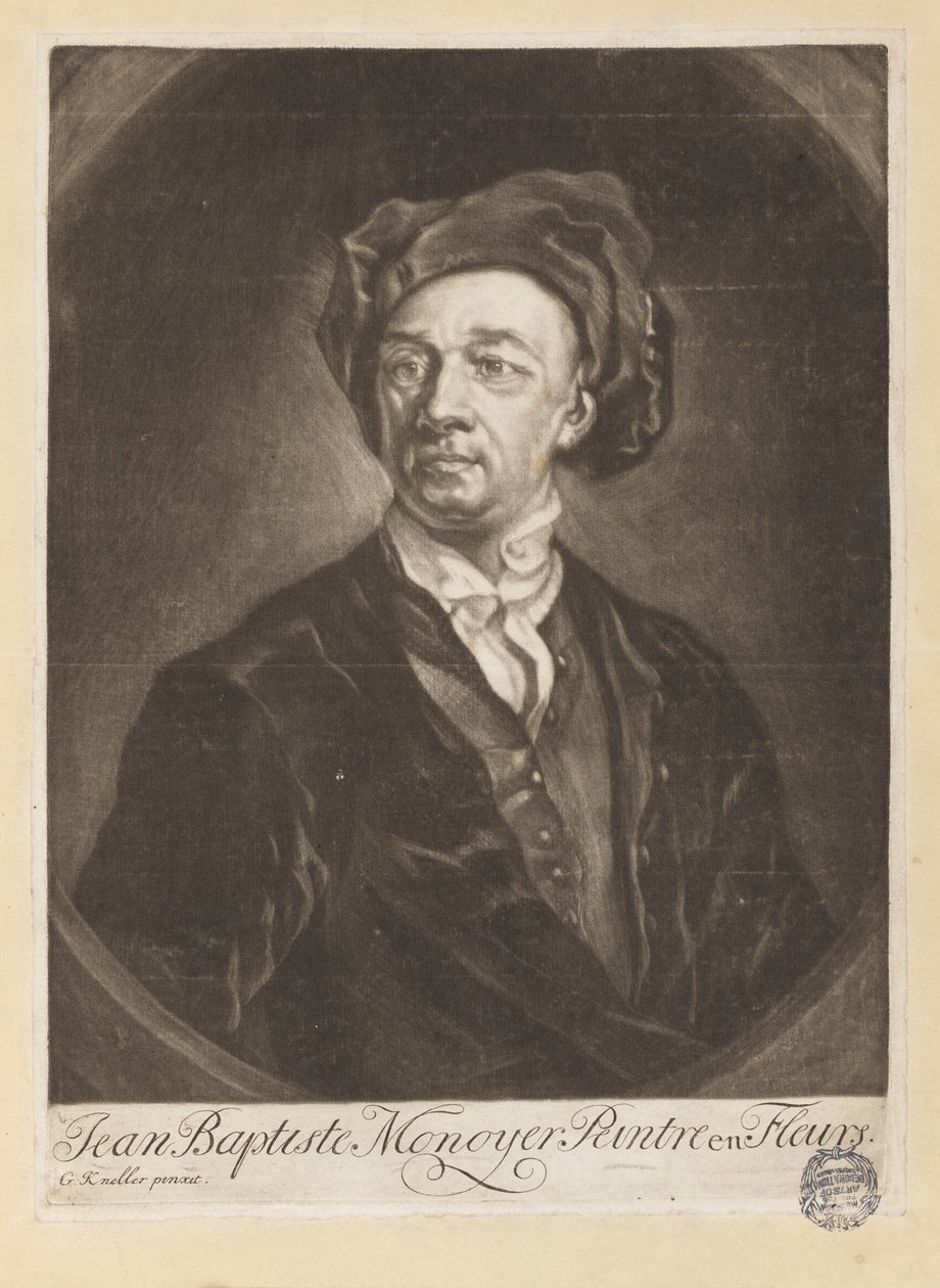 Portret van Monnoyer uit "Le Livre de toutes sortes de fleurs d