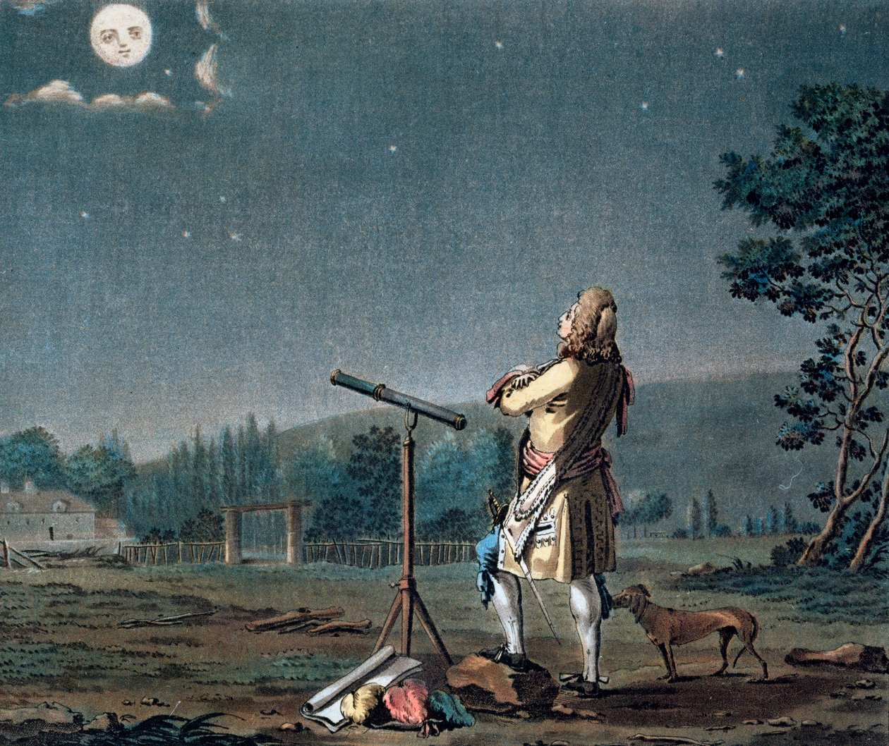 Bernard le Bovier de Fontenelle overpeinst de pluraliteit van werelden, 1791 door Jean Baptiste Morret