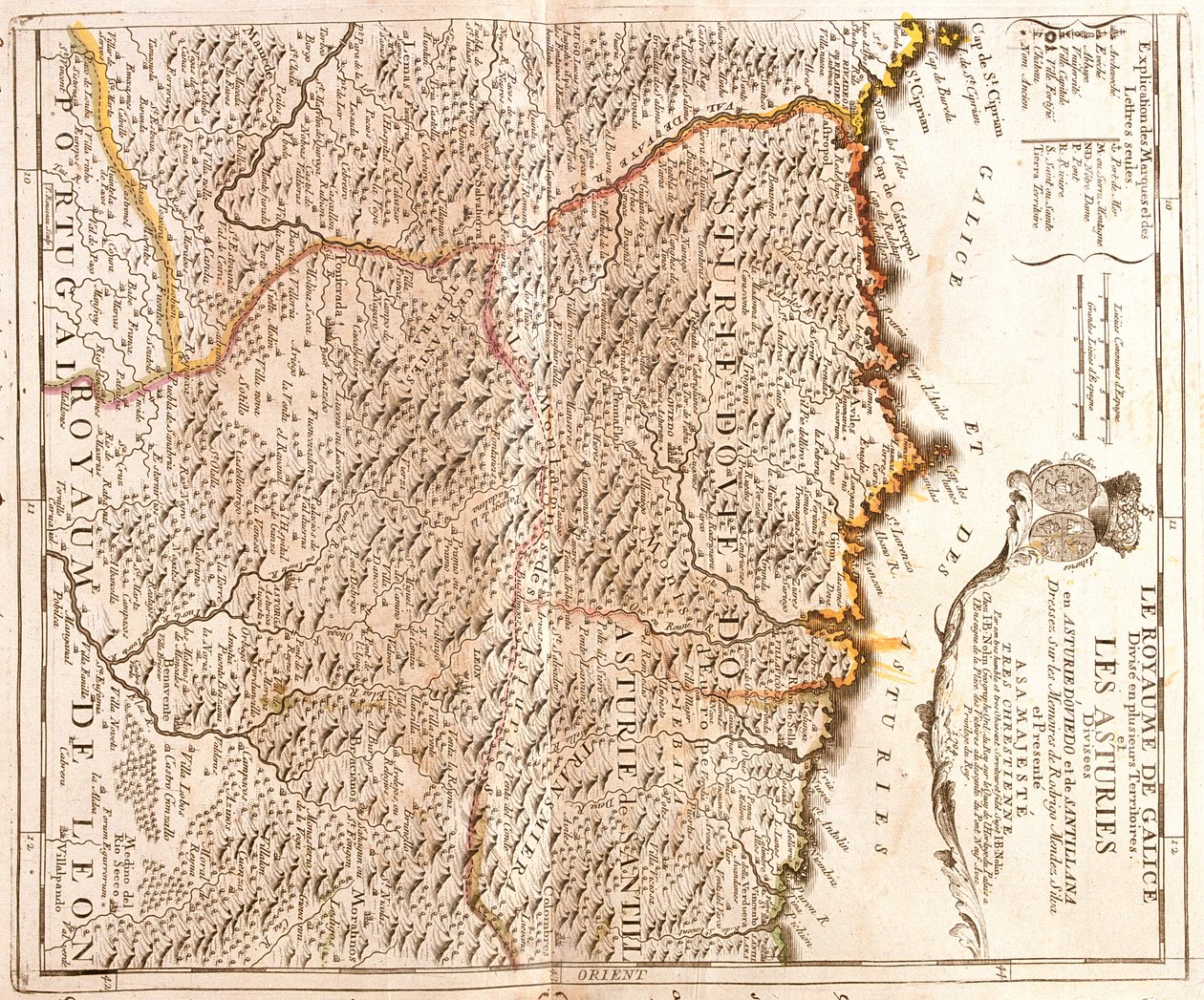 Galicië, Principado de Asturias, Cantabrië, Castilië en León, , Spanje door Jean Baptiste Nolin