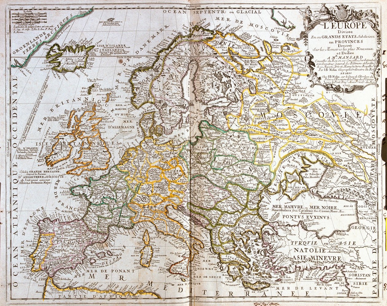 Kaart van Europa door Jean Baptiste Nolin