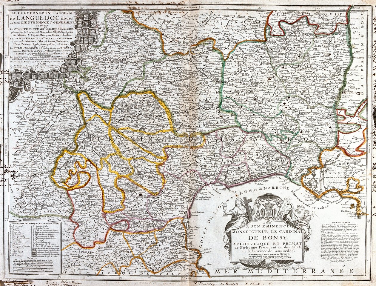 Kaart van Languedoc (Zuid-Frankrijk) (gravure) door Jean Baptiste Nolin