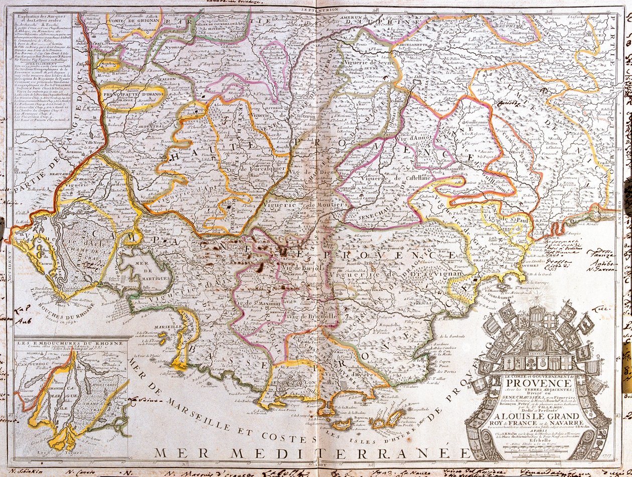 Kaart van de Provence (Frankrijk) door Jean Baptiste Nolin