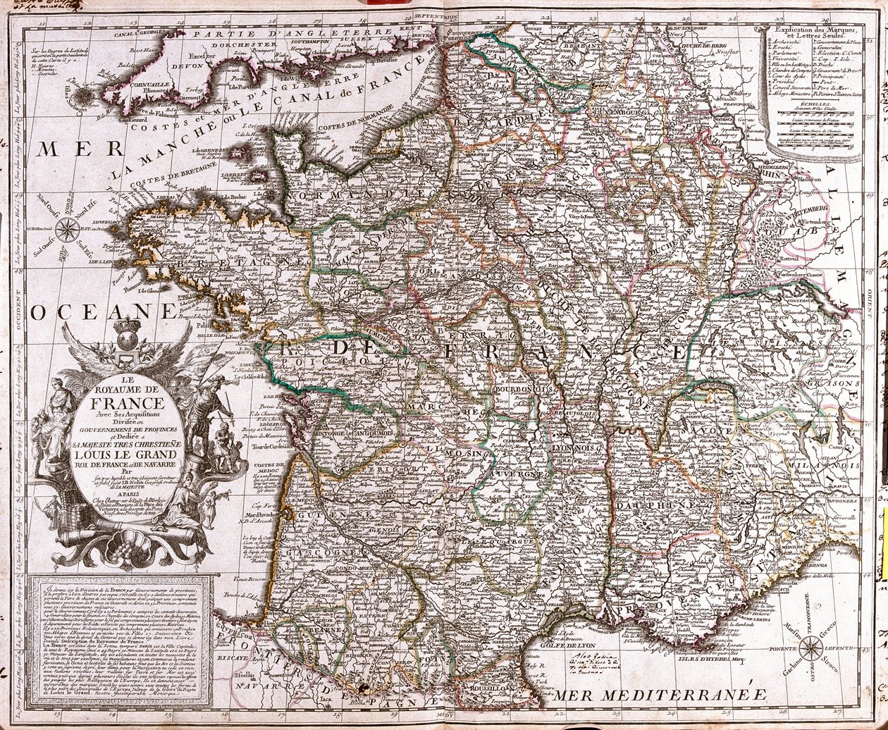 Kaart van het Koninkrijk Frankrijk door Jean Baptiste Nolin