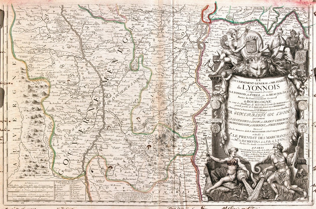 Kaart van de Lyonnais (Frankrijk) door Jean Baptiste Nolin